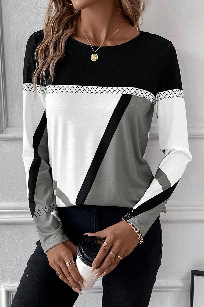 TBG Geometric Print Color-Block Top