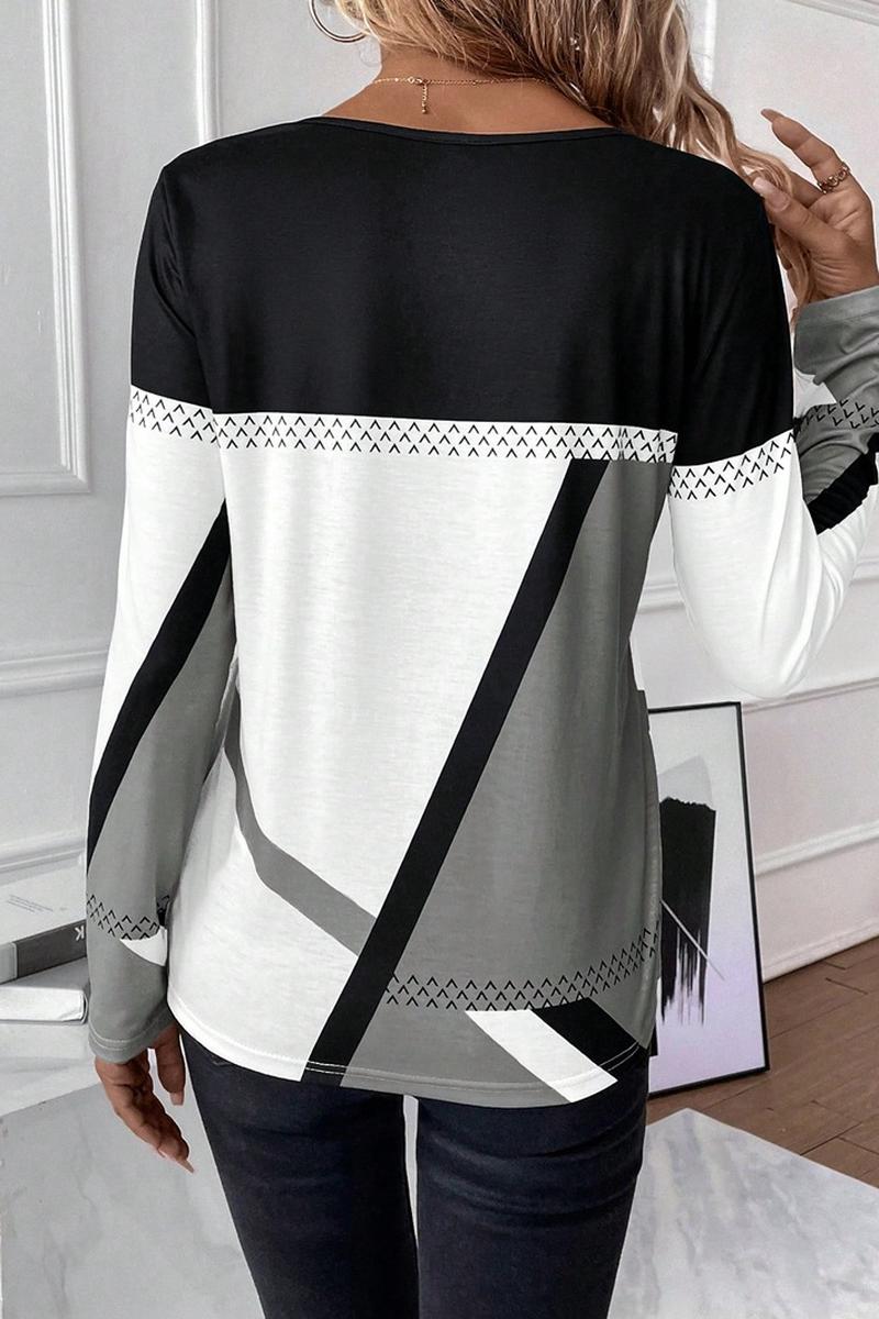 TBG Geometric Print Color-Block Top