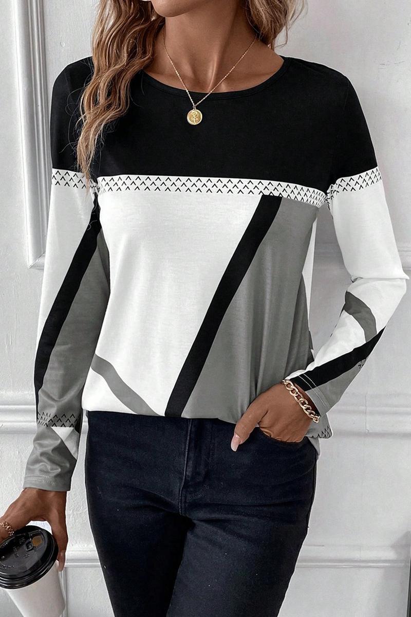 TBG Geometric Print Color-Block Top