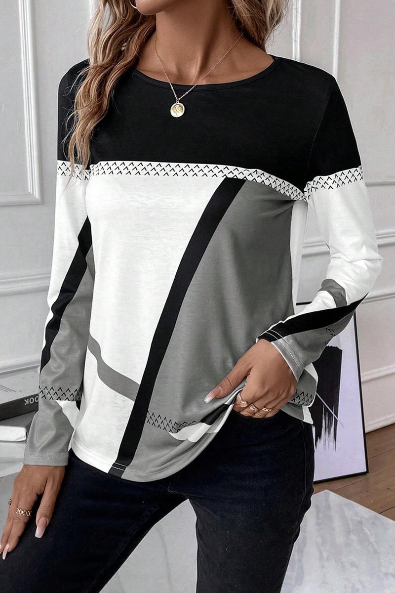 TBG Geometric Print Color-Block Top