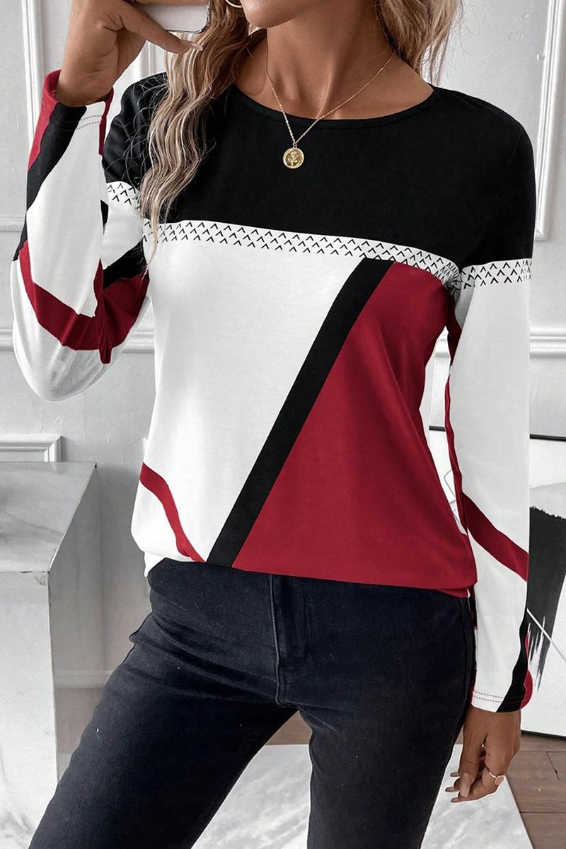 TBG Geometric Print Color-Block Top