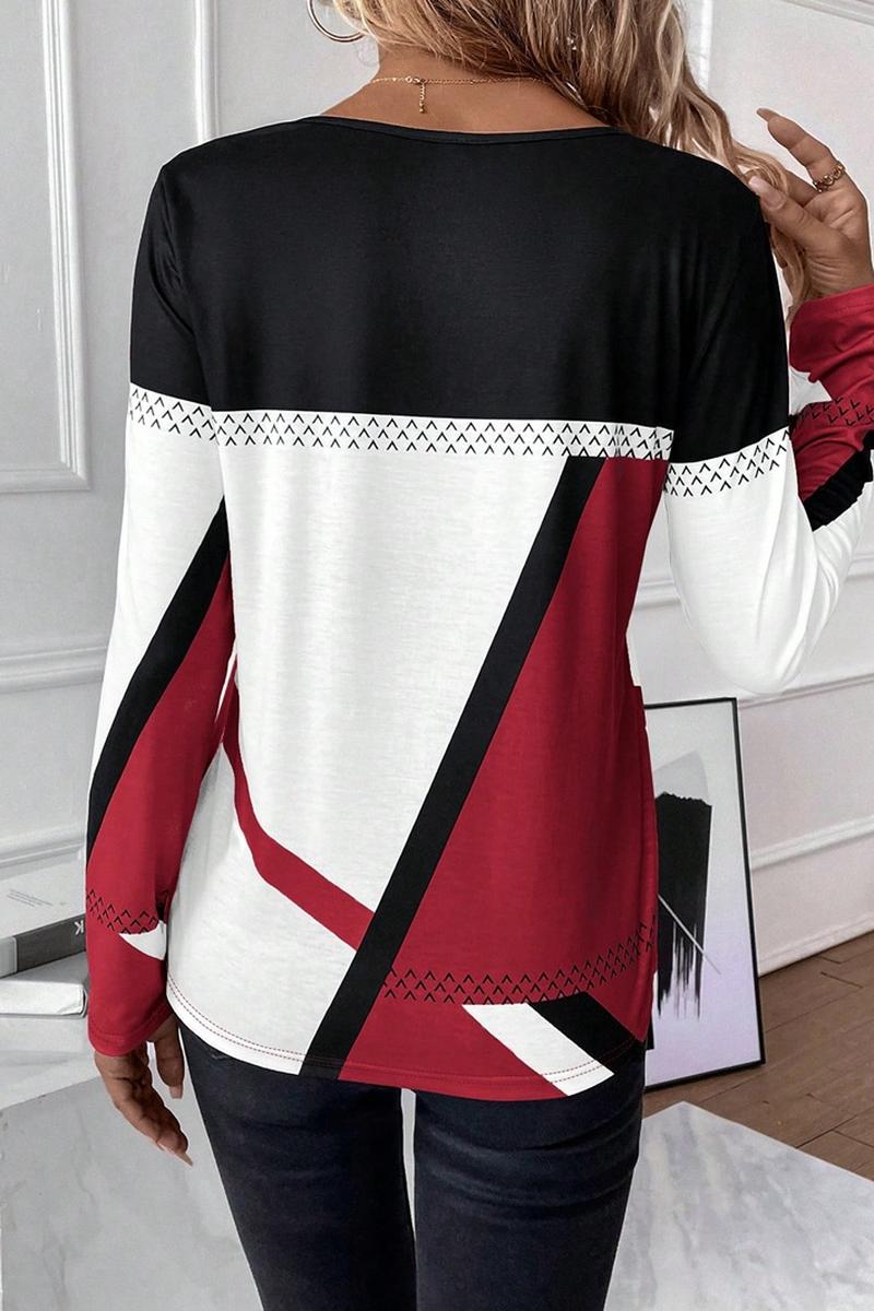 TBG Geometric Print Color-Block Top