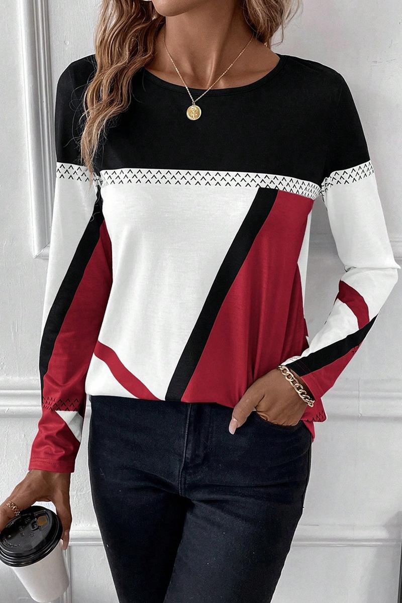 TBG Geometric Print Color-Block Top