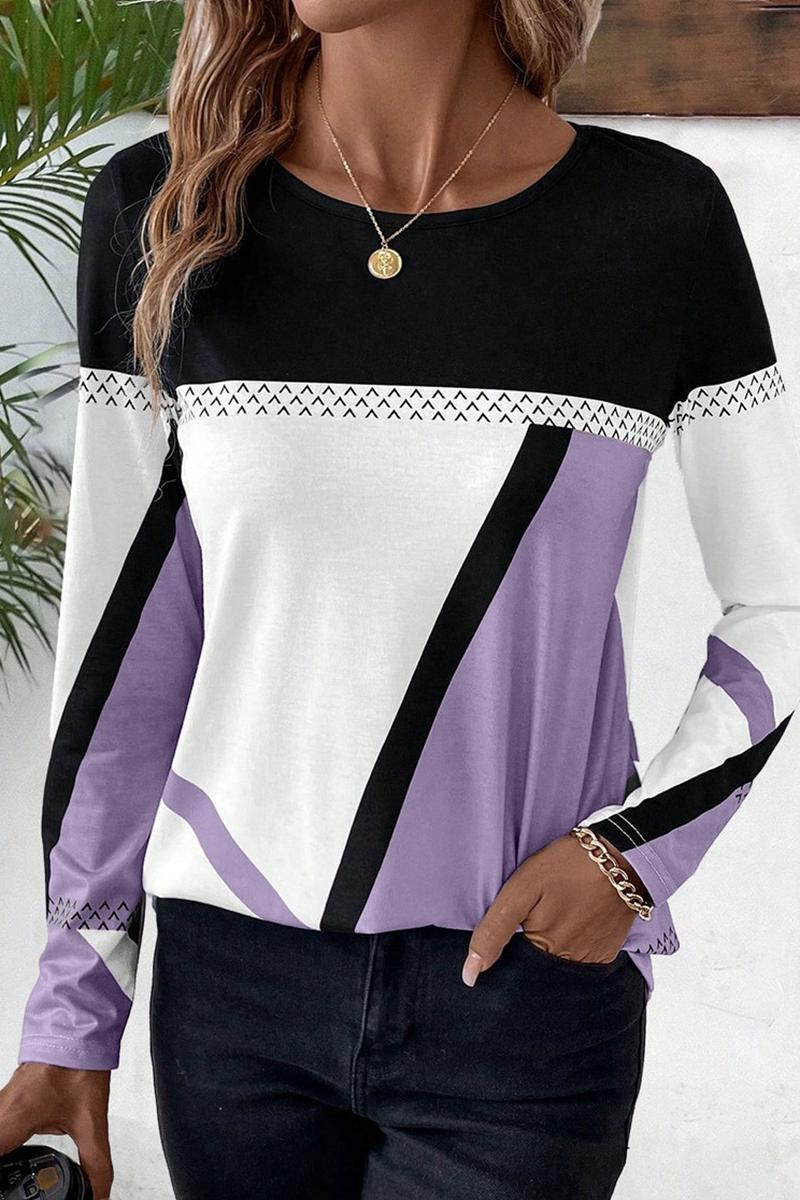 TBG Geometric Print Color-Block Top