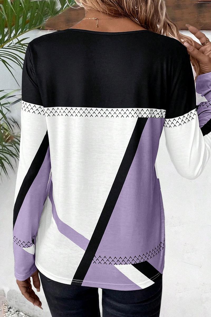 TBG Geometric Print Color-Block Top