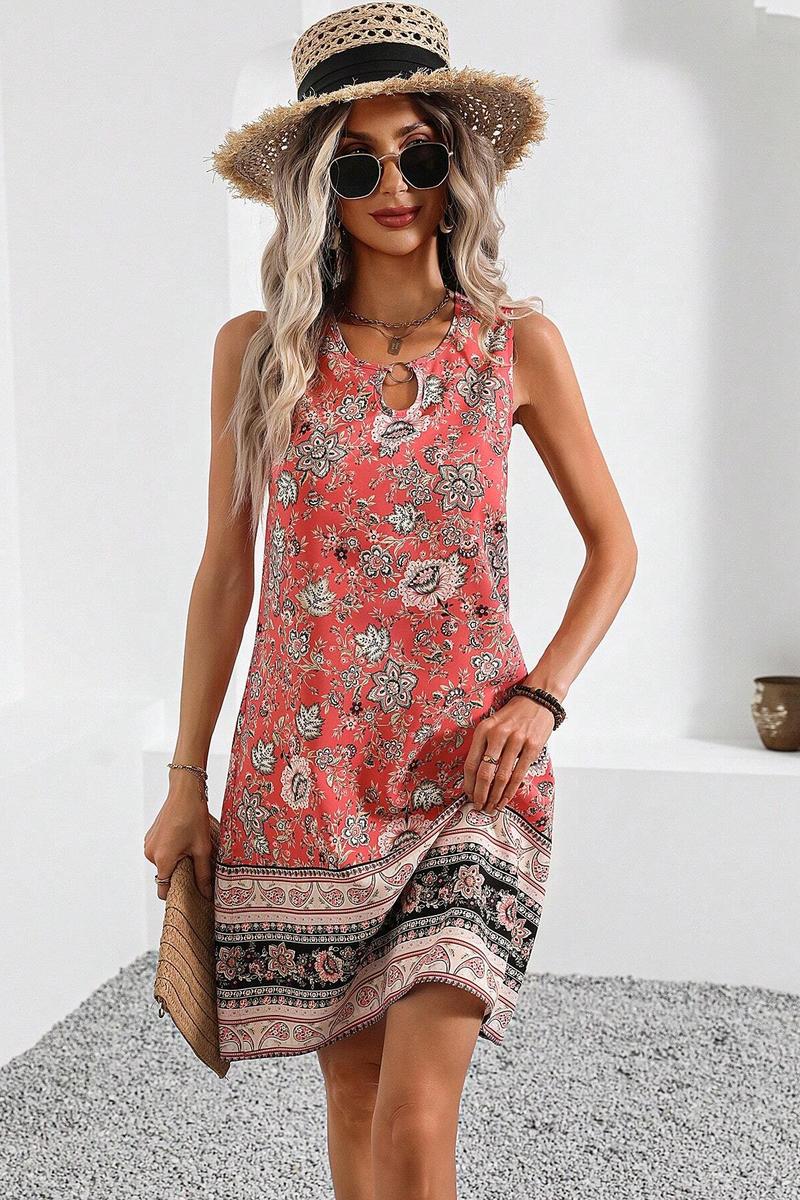 TBG Elegant U-neck Floral Print Dress