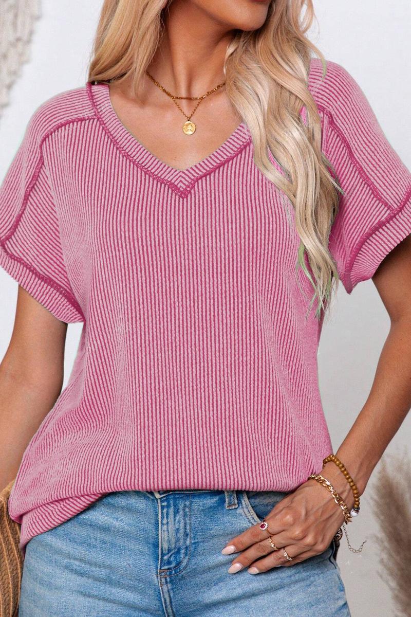 TBG Stylish Twist V-neck Short Sleeve Top