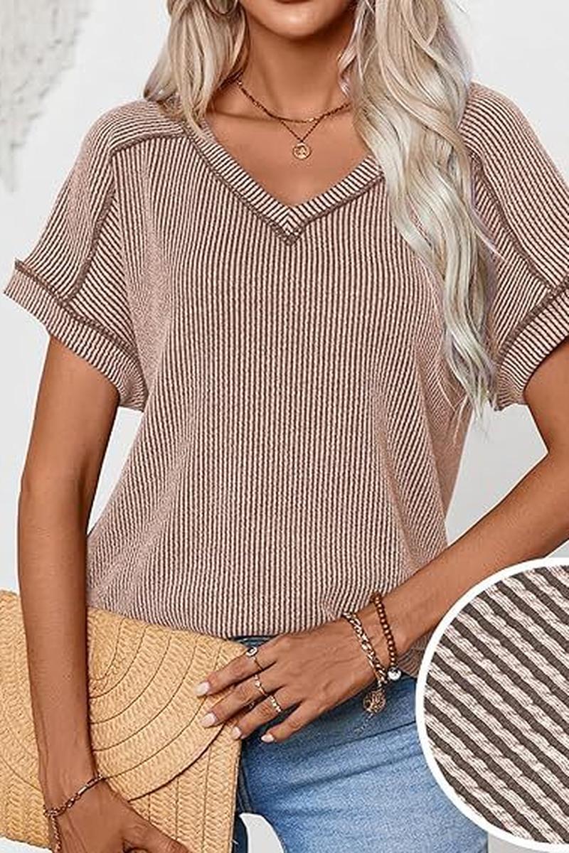 TBG Stylish Twist V-neck Short Sleeve Top