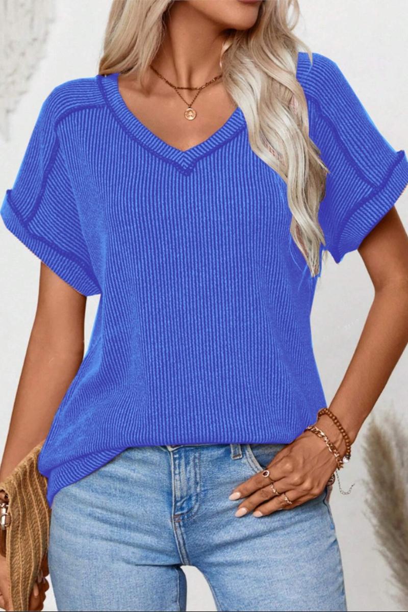 TBG Stylish Twist V-neck Short Sleeve Top