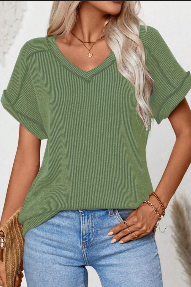 TBG Stylish Twist V-neck Short Sleeve Top