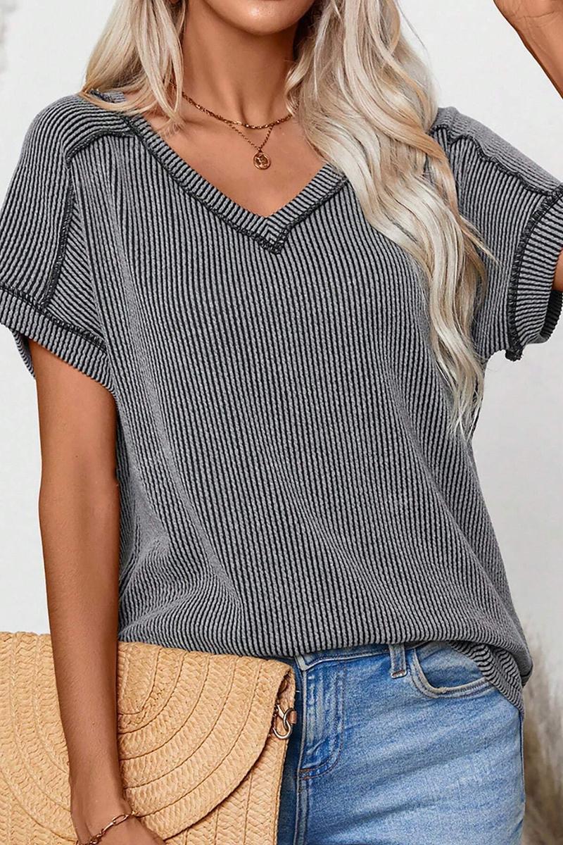 TBG Stylish Twist V-neck Short Sleeve Top