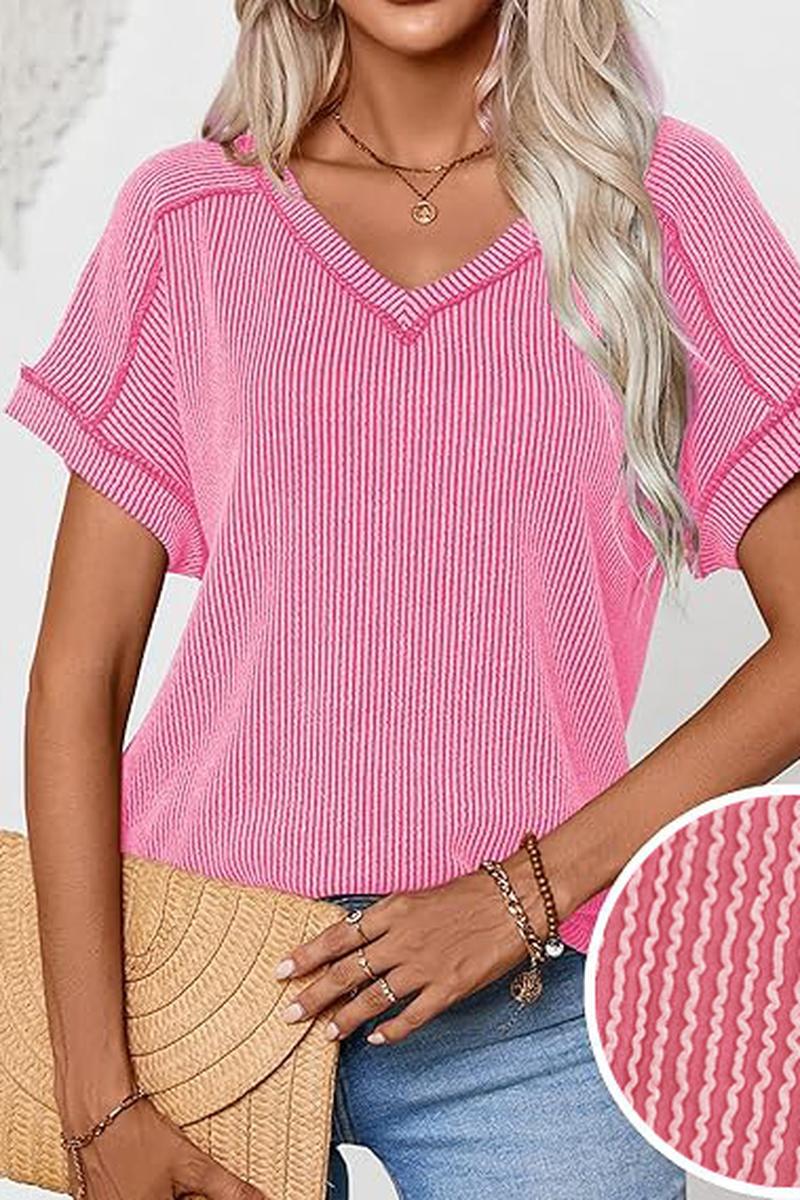 TBG Stylish Twist V-neck Short Sleeve Top