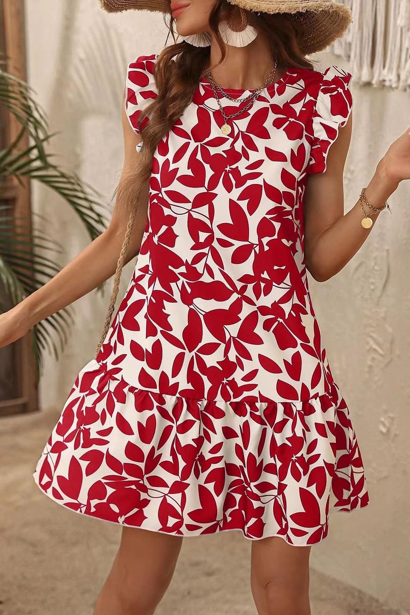 TBG Floral Print Ruffled Sleeve Dress