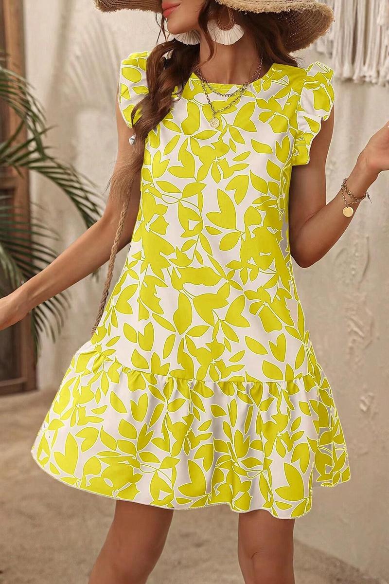 TBG Floral Print Ruffled Sleeve Dress