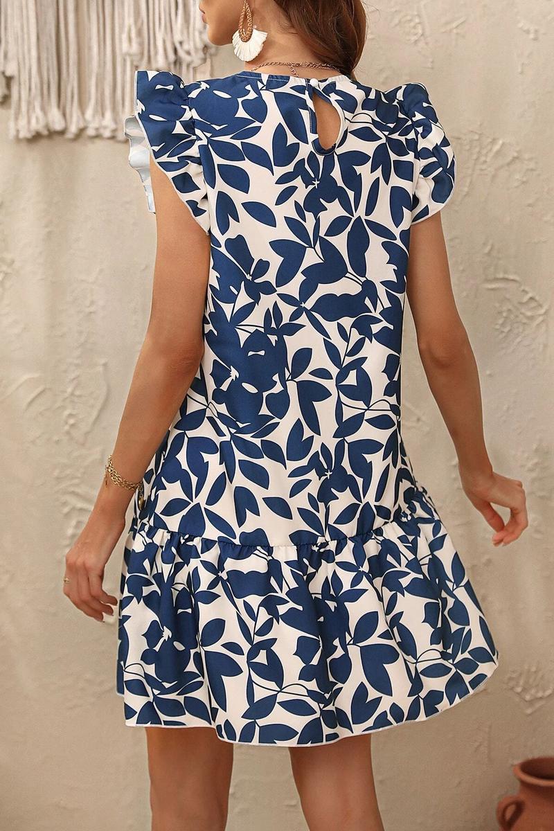 TBG Floral Print Ruffled Sleeve Dress