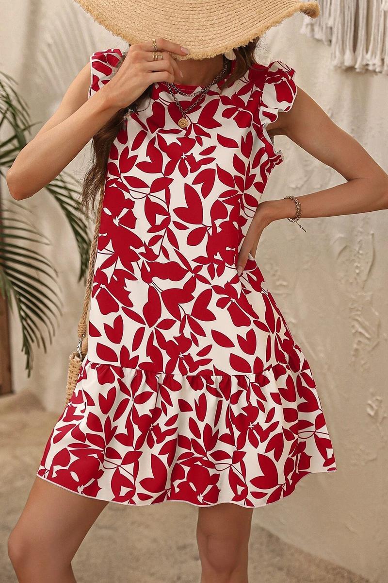 TBG Floral Print Ruffled Sleeve Dress