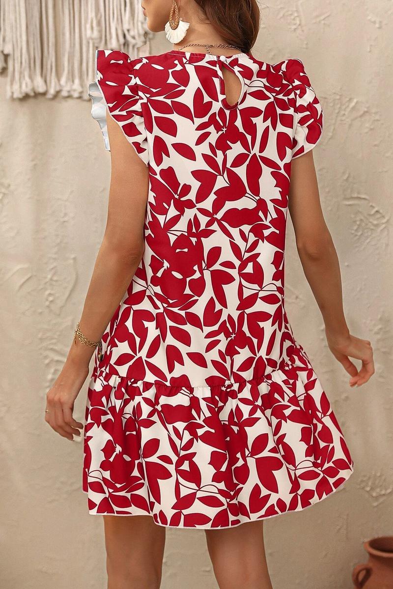 TBG Floral Print Ruffled Sleeve Dress