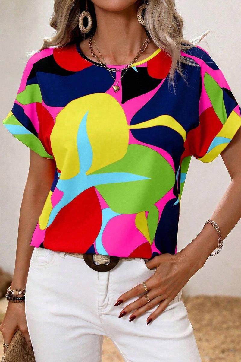 TBG Colorful U-neck Printed T-shirt