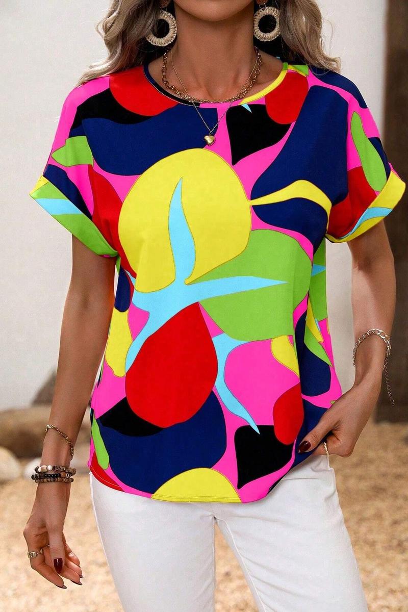 TBG Colorful U-neck Printed T-shirt