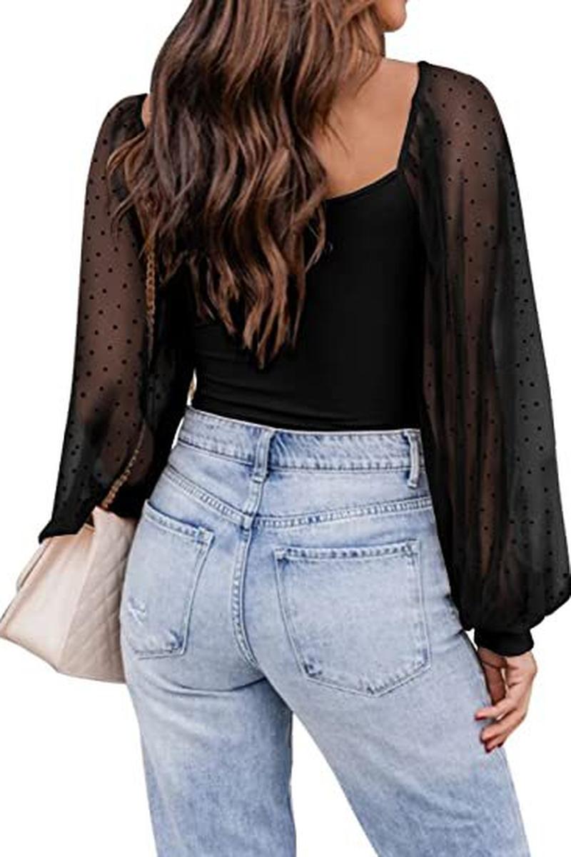 TBG Sheer Lantern Sleeve Top